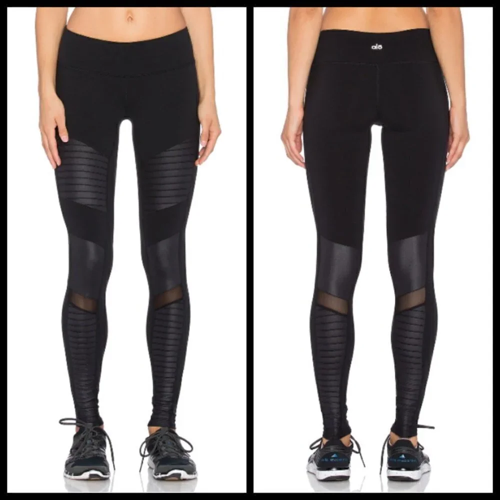 💕ALO YOGA💕 Moto Legging ~ Black Glossy XS